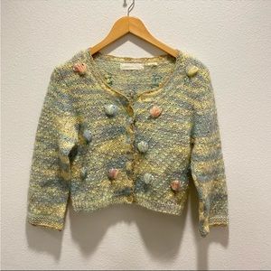 Anthro Sleeping On Snow Floral Retro Cardigan
